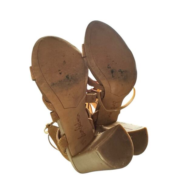 Sam Edelman Yardley Suede Lace-Up Sandals Block Heel Gladiator Tan Size 6.5 - Picture 7 of 8